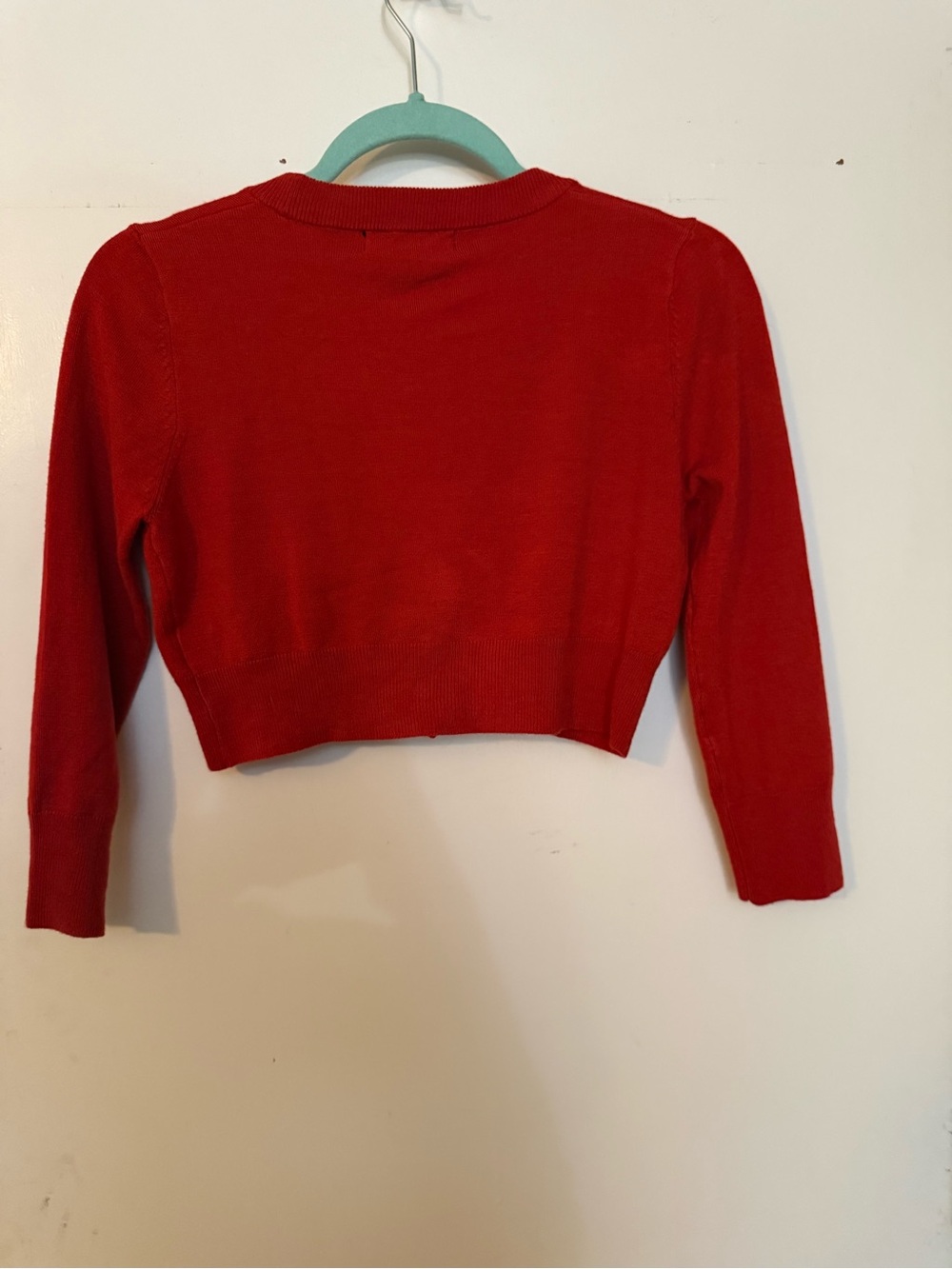 Red Cropped Button Front Cardigan - Picture 2 of 3